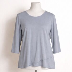 J. JILL WEAREVER Top Size L Lt Blue Boat Neck ¾  Sleeve Stretch Pullover Casual